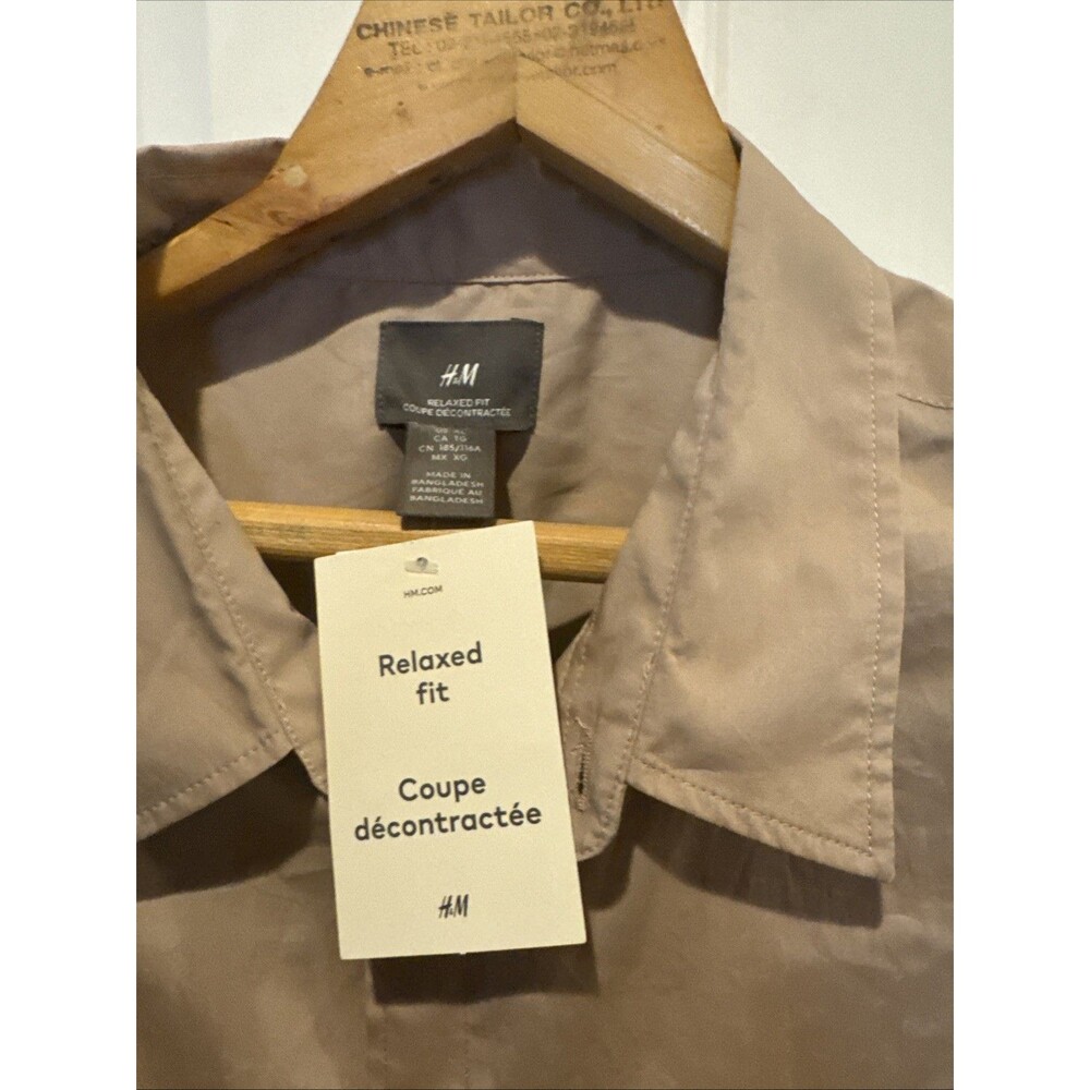 H&M Shirt Men's XL Khaki Short Sleeve Relaxed Fit Button-Front - Picture 6 of 8
